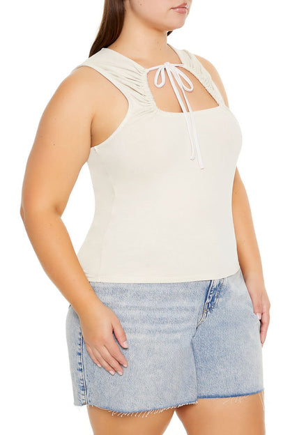 Plus Size Ruched Cutout Tank Top