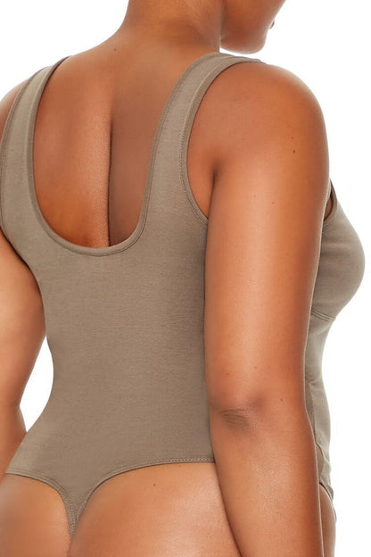 Plus Size Square-Neck Thong Bodysuit