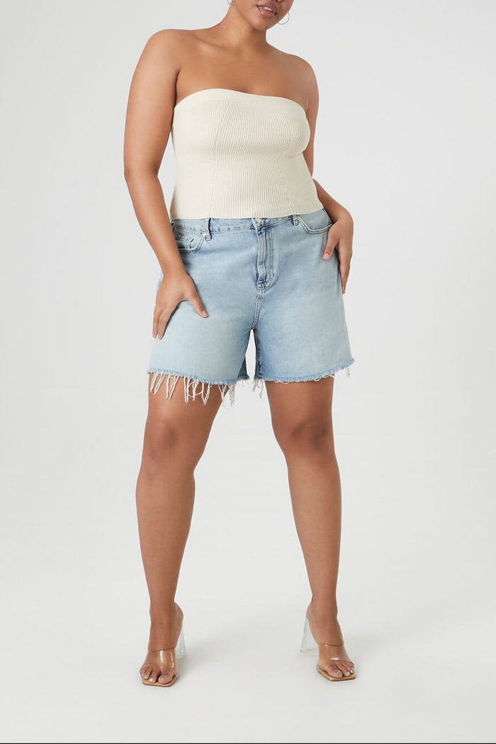 Plus Size Sweater-Knit Tube Top