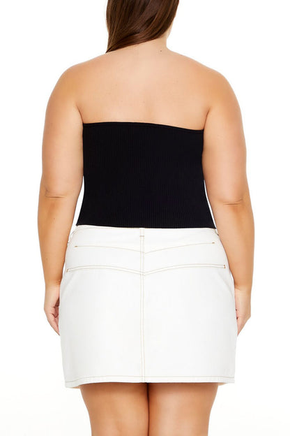 Plus Size Sweater-Knit Tube Top