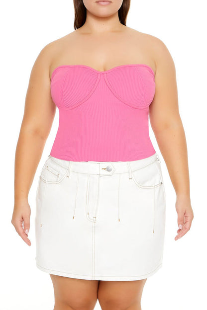 Plus Size Sweater-Knit Tube Top