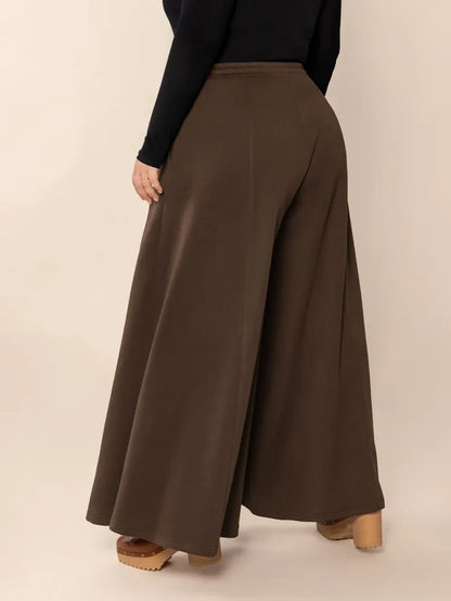 Plus Size Wide Leg Pants with Pockets - Trousers