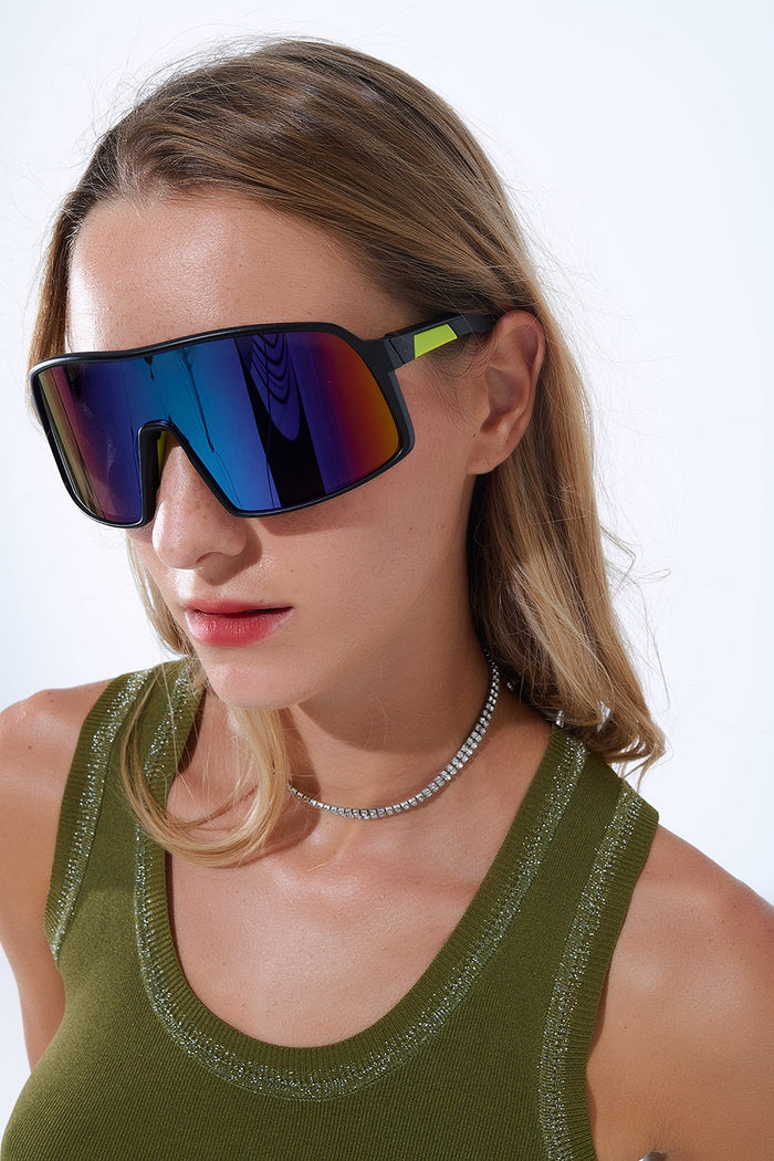 Polarized Sport Sunglasses in Blue Red Gradient