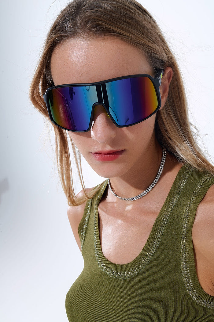 Polarized Sport Sunglasses in Blue Red Gradient