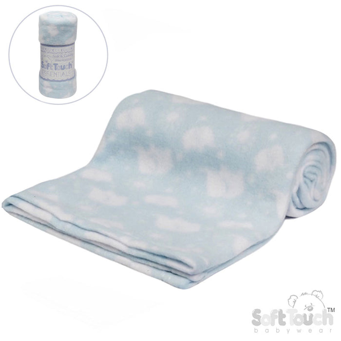 PRINTED BLUE BABY FLEECE WRAP (PK12) FBP10-B