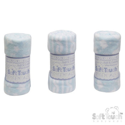 PRINTED BLUE BABY FLEECE WRAP (PK12) FBP10-B