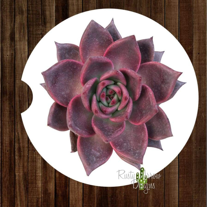 Purple/Redish Succulent Set of 2 Car Coasters - Car Coasters