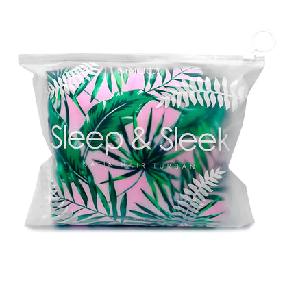 Quick Dry Satin Hair Towel Turban - Palm Print - Hair Turban