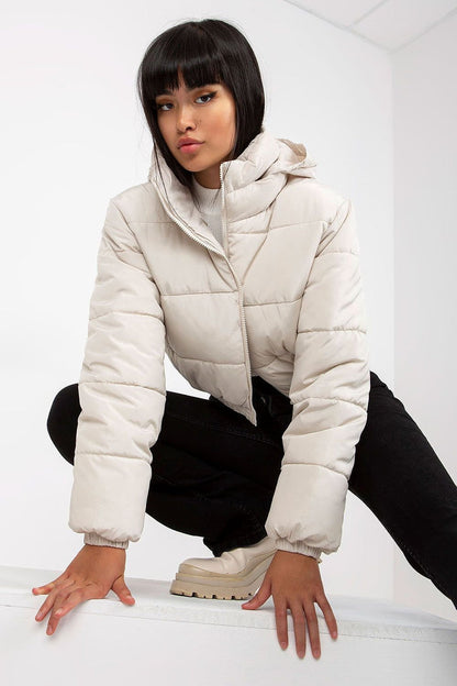 Quilted Zip-Up Jacket with Hood beige - Jackets