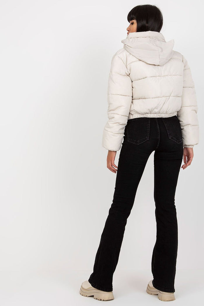 Quilted Zip-Up Jacket with Hood - Jackets