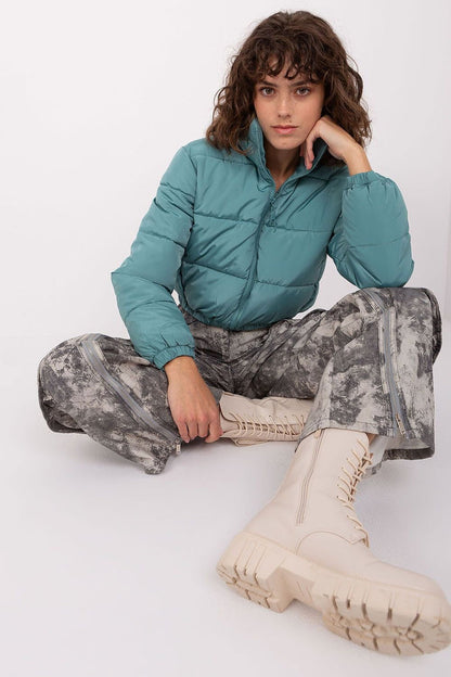Quilted Zip-Up Jacket with Hood - Jackets