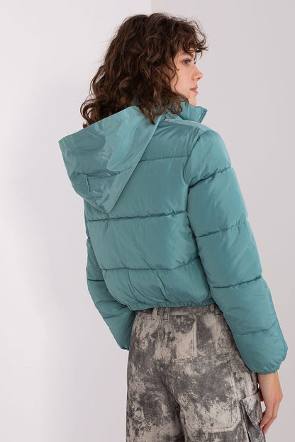 Quilted Zip-Up Jacket with Hood - Jackets