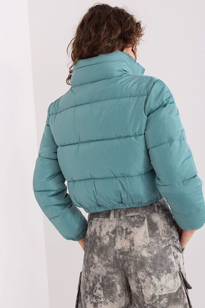 Quilted Zip-Up Jacket with Hood - Jackets