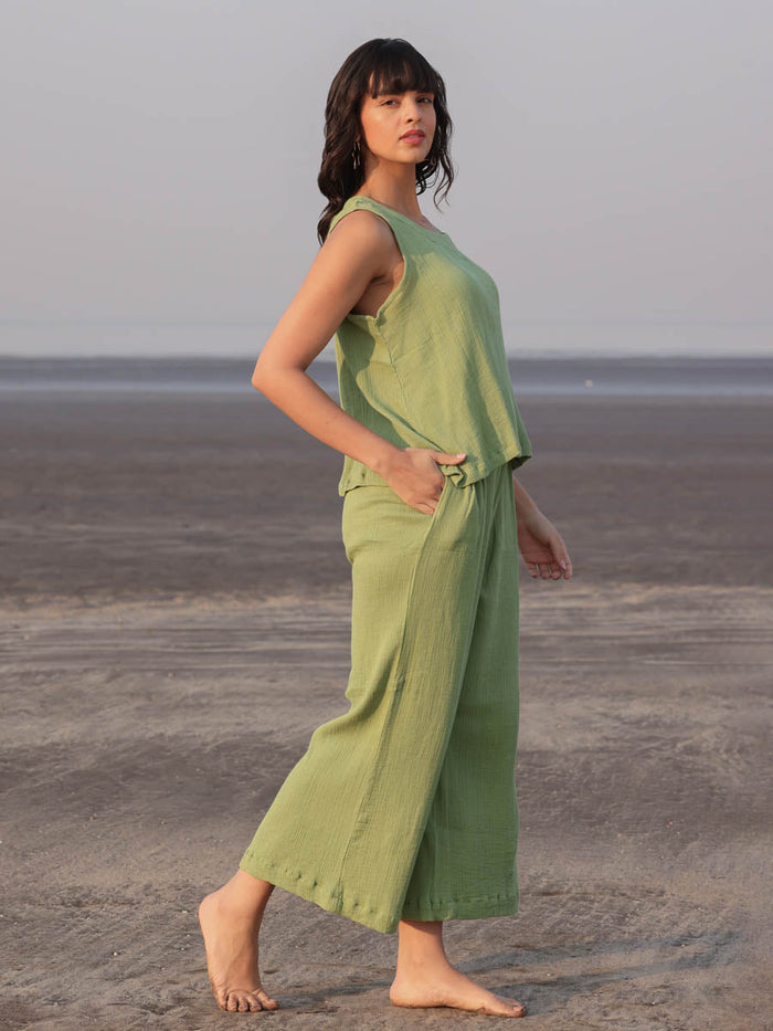 Rapallo Solid Green Co-ord Set of 2 - Pinklay