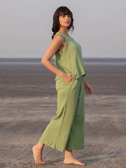 Rapallo Solid Green Co-ord Set of 2 - Pinklay