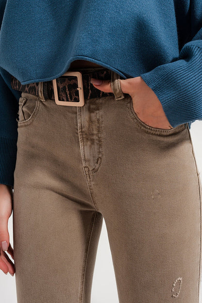 Raw hem skinny jeans in beige - Coloured Jeans