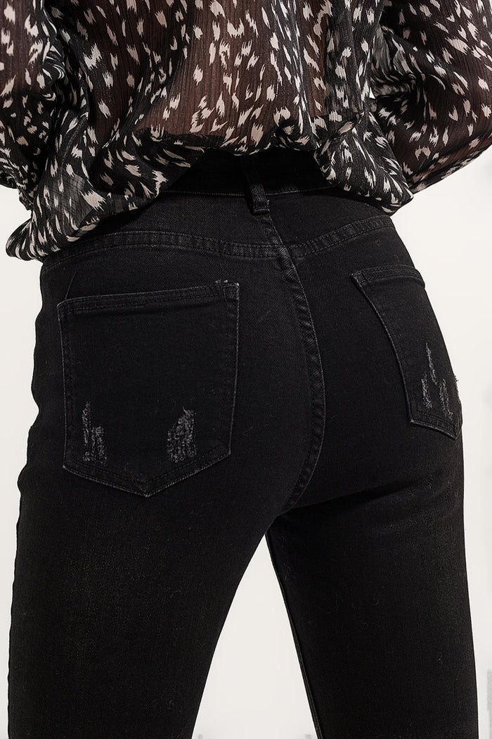 Raw hem skinny jeans in washed black - Denim