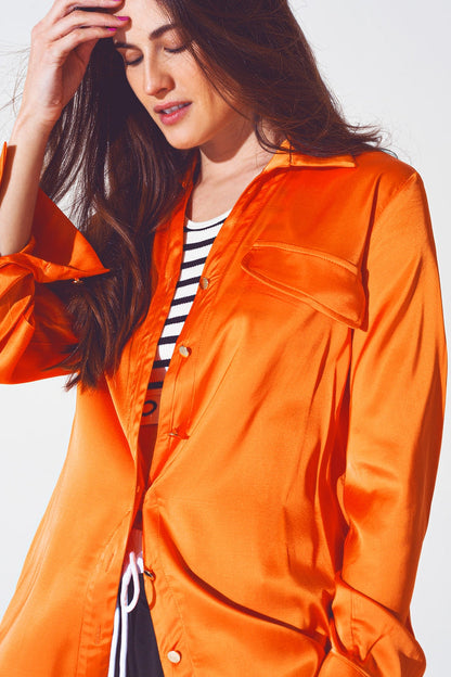 Rayon relaxed shirt in bright orange - Shirts
