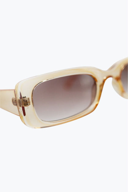 Rectangular Yellow Transparent Sunglasses with brown Smoke Lenses