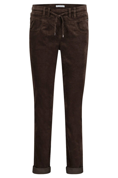 Red Button SRB4052 Tessy Espresso Brown Velvet Pull-On Trousers - Dotique