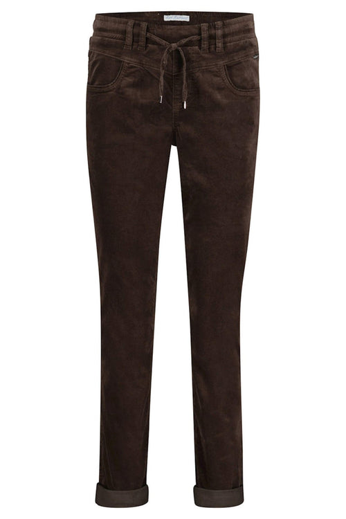 Red Button SRB4052 Tessy Espresso Brown Velvet Pull-On Trousers - Dotique