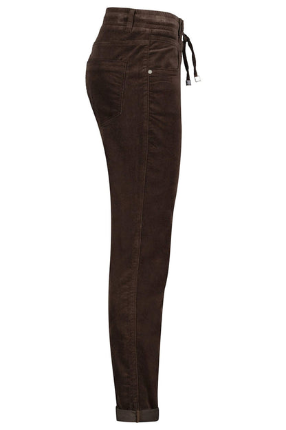 Red Button SRB4052 Tessy Espresso Brown Velvet Pull-On Trousers - Dotique