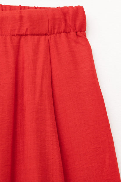 Red pants with wide leg in light viscose fabric - trousers