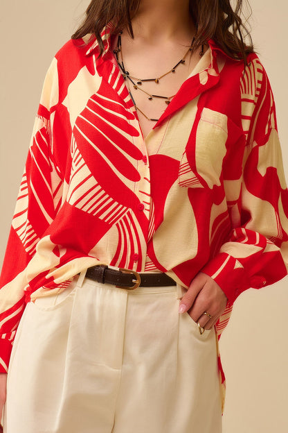 Red Polo Shirt with abstract print - Shirts