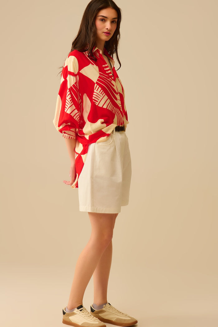 Red Polo Shirt with abstract print - Shirts