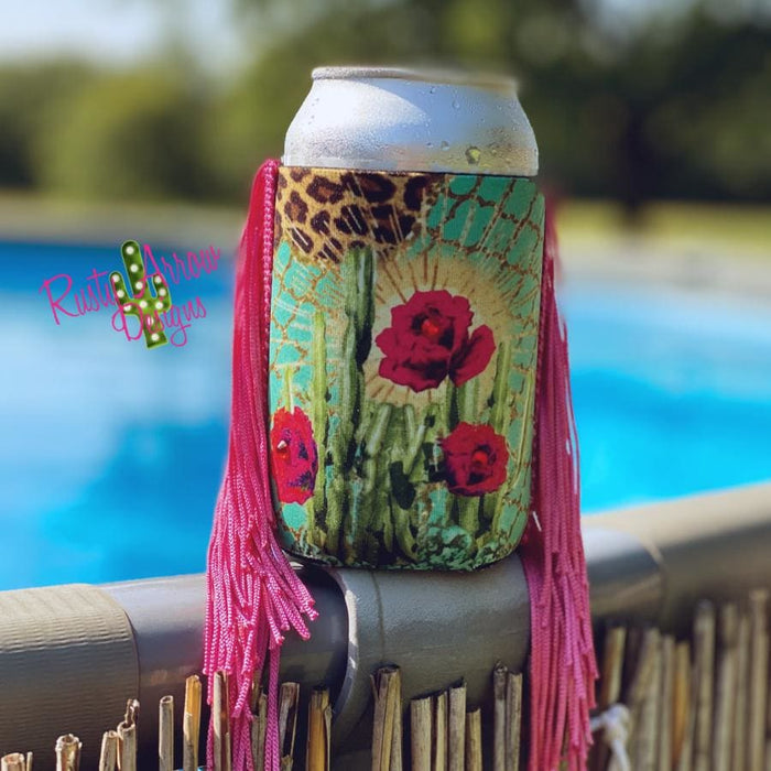 Regular Cactus Rose Fringe Koozie - Koozie