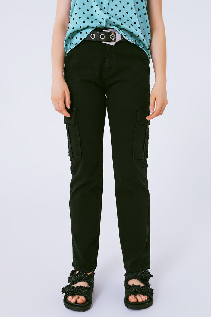 Relaxed cargo pants in black - Coloured Jeans