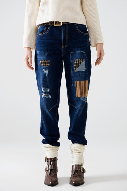 relaxed denim with patches - Denim