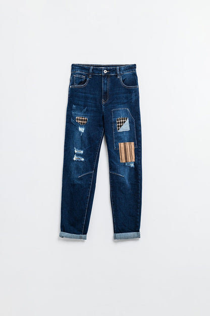 relaxed denim with patches - Denim
