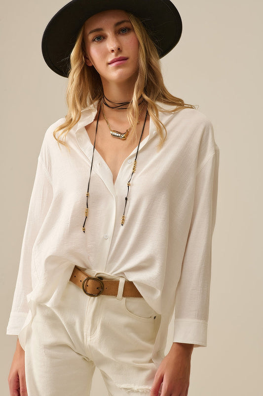 relaxed fit Shirt long Sleeves in white - Shirts
