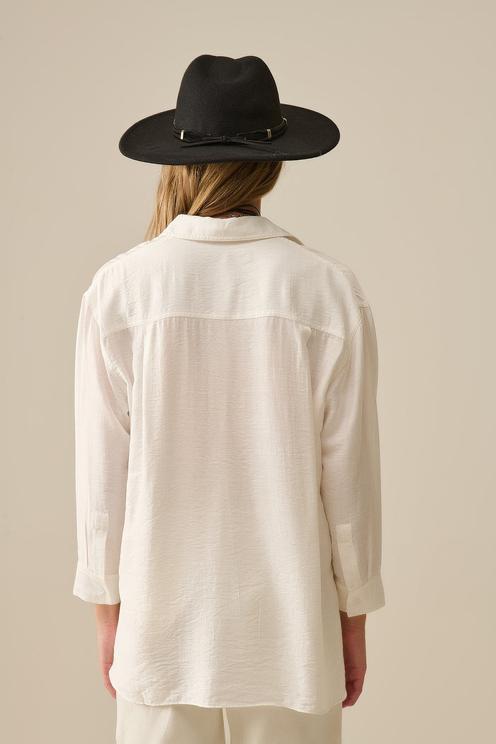 relaxed fit Shirt long Sleeves in white - Shirts
