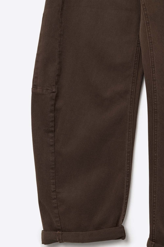 Relaxed Fit Straight Barrel Leg Pants in choco color
