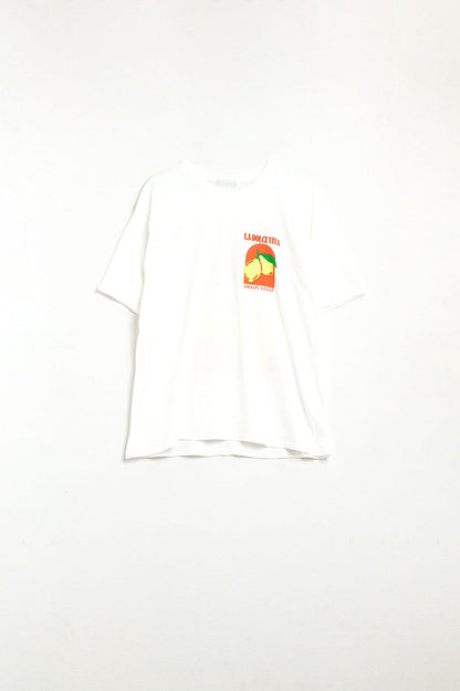 Relaxed Fit T-Shirt With La Dolce Vita Print in White - top