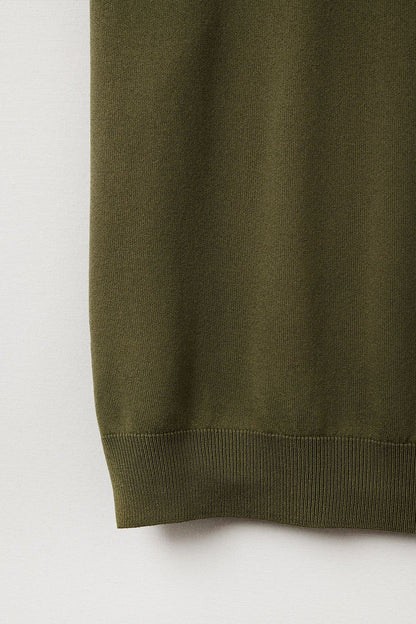 Relaxed khaki boatneck sweater with dropped sleeves