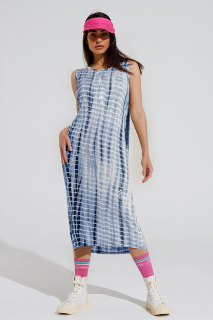 Relaxed maxi Tie dye Dress In Shades of Blue - dress