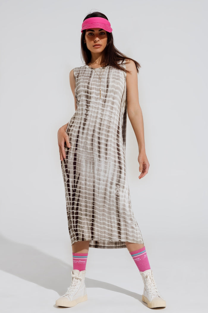 Relaxed maxi Tie dye Dress In Shades of khaki - dress