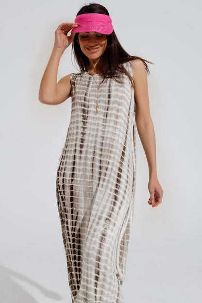Relaxed maxi Tie dye Dress In Shades of khaki - dress