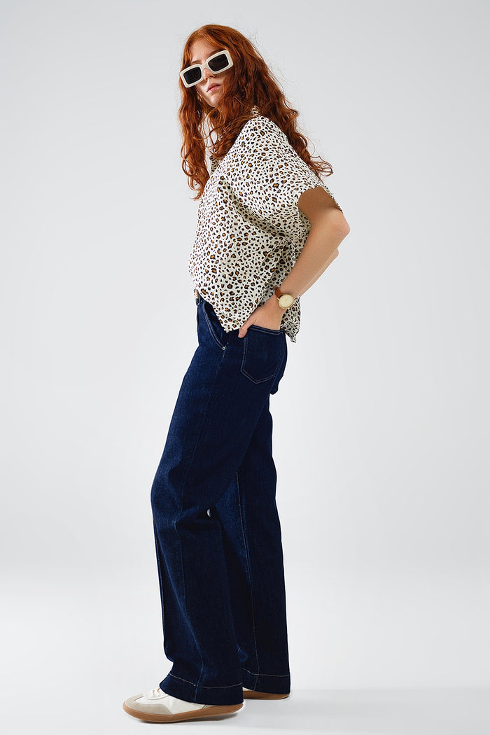 Relaxed Oversized Leopard Print Short Sleeves Shirt - Shirts