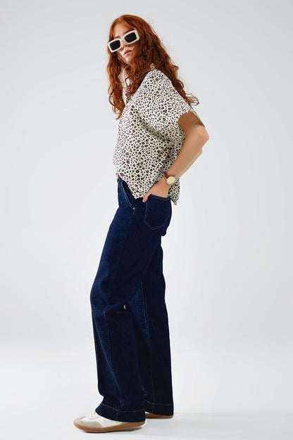Relaxed Oversized Leopard Print Short Sleeves Shirt - Shirts