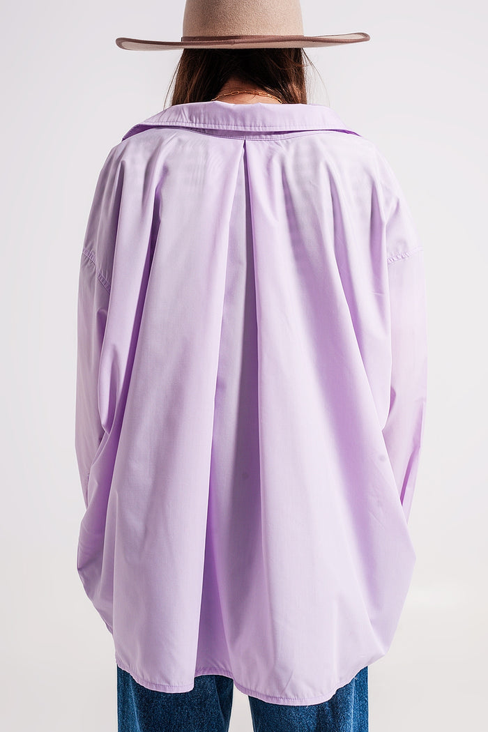 Relaxed poplin shirt in lilac - Shirts