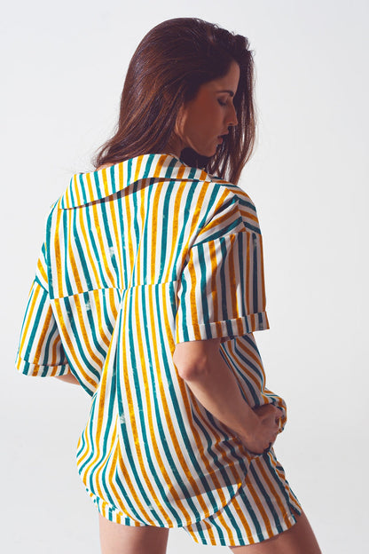 Relaxed shirt in green stripe - Shirts