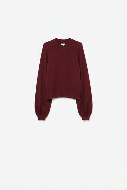 relaxed style burgundy jumper with balloon sleeves