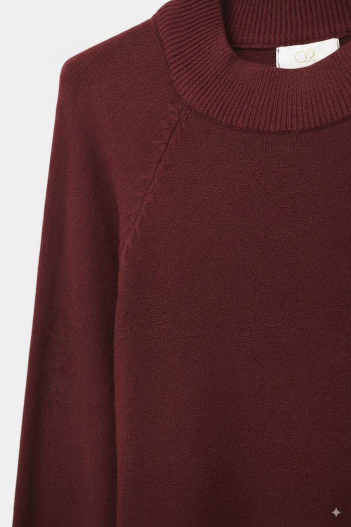 relaxed style burgundy jumper with balloon sleeves