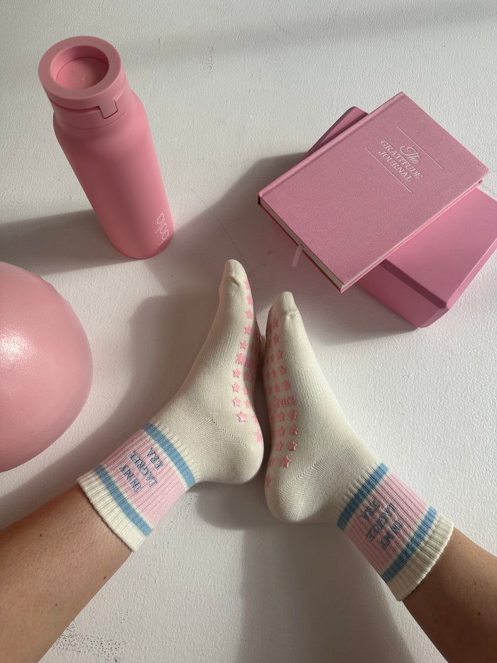 Cream Grip Socks