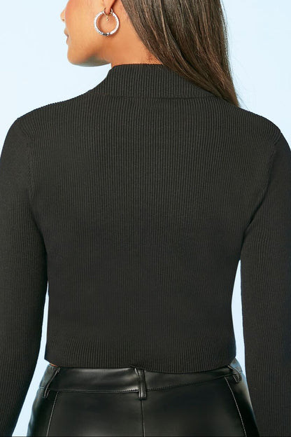 Rhinestone Bow Sweater-Knit Crop Top