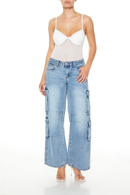Rhinestone Mesh Thong Bodysuit